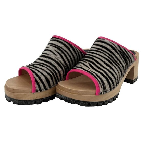 Hasbeens Open Toe Zebra Clogs Womens Size 38 New No Box Sweden Swedish 7.5 US - Picture 2 of 8